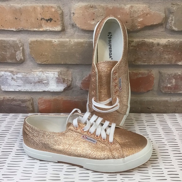 SUPERGA Woman’s Metallic Sparkle Rosegold Low Top Sneakers NEW 39.5 - Picture 3 of 7
